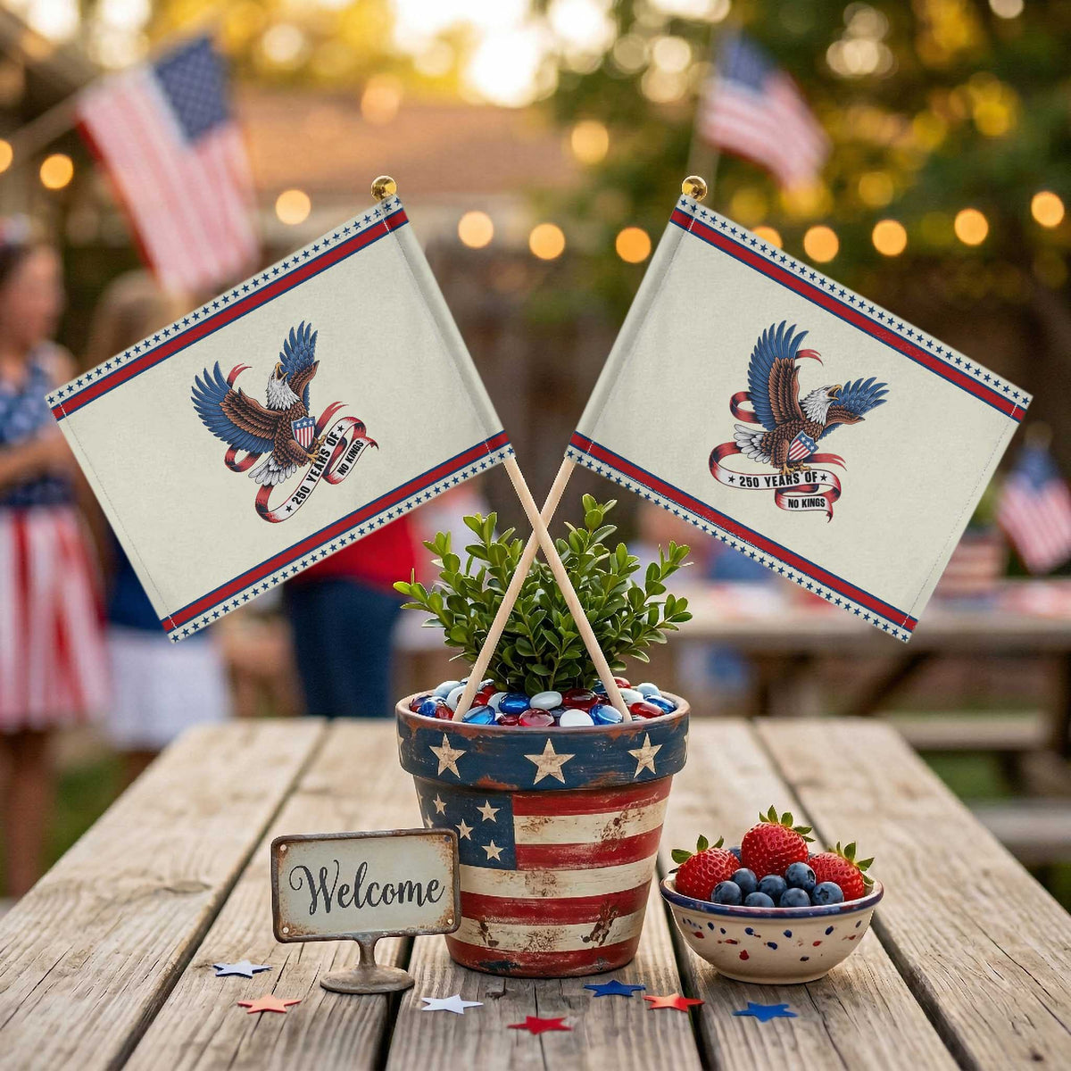 250 Years of No Kings Patriotic Handheld Flag USA 250th Anniversary Freedom Eagle