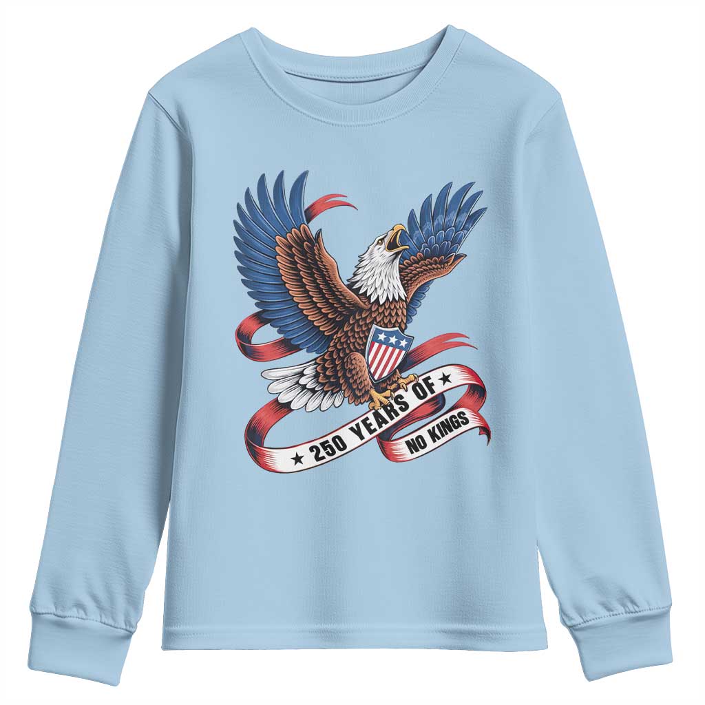 No Kings Youth Sweatshirt USA 250th Anniversary Freedom Eagle
