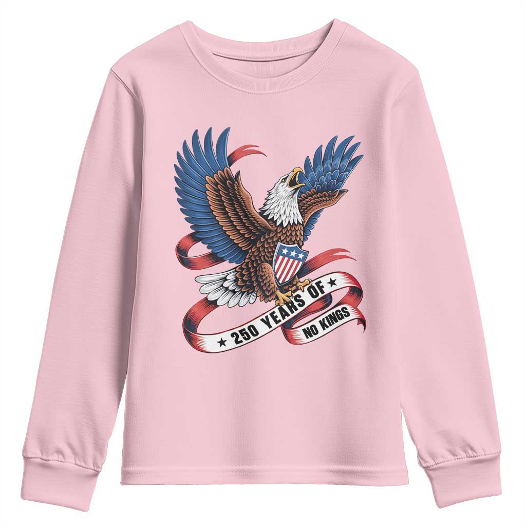 No Kings Youth Sweatshirt USA 250th Anniversary Freedom Eagle