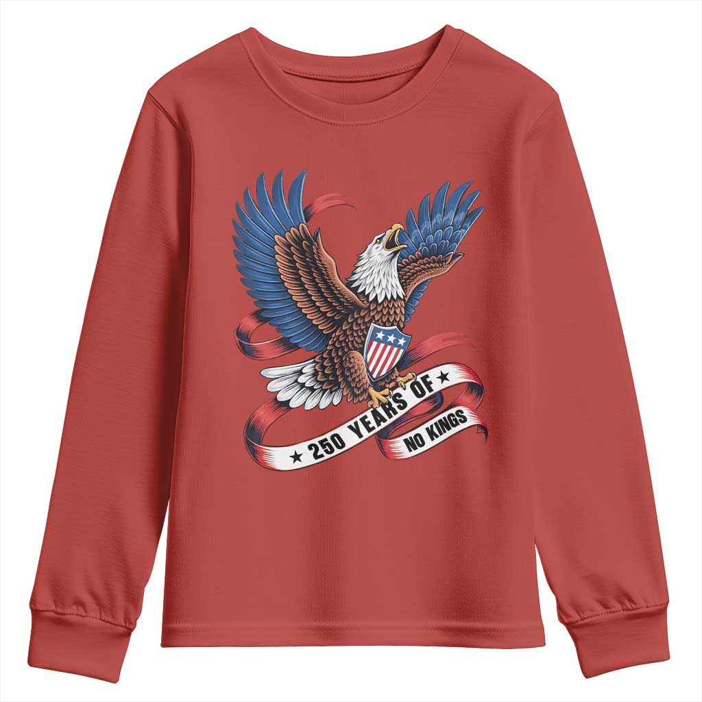 No Kings Youth Sweatshirt USA 250th Anniversary Freedom Eagle