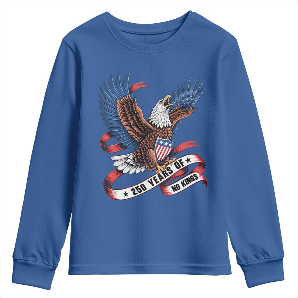 No Kings Youth Sweatshirt USA 250th Anniversary Freedom Eagle