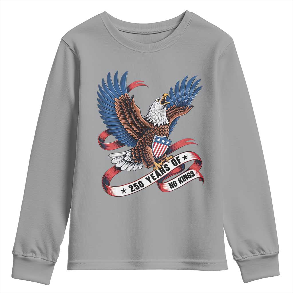 No Kings Youth Sweatshirt USA 250th Anniversary Freedom Eagle