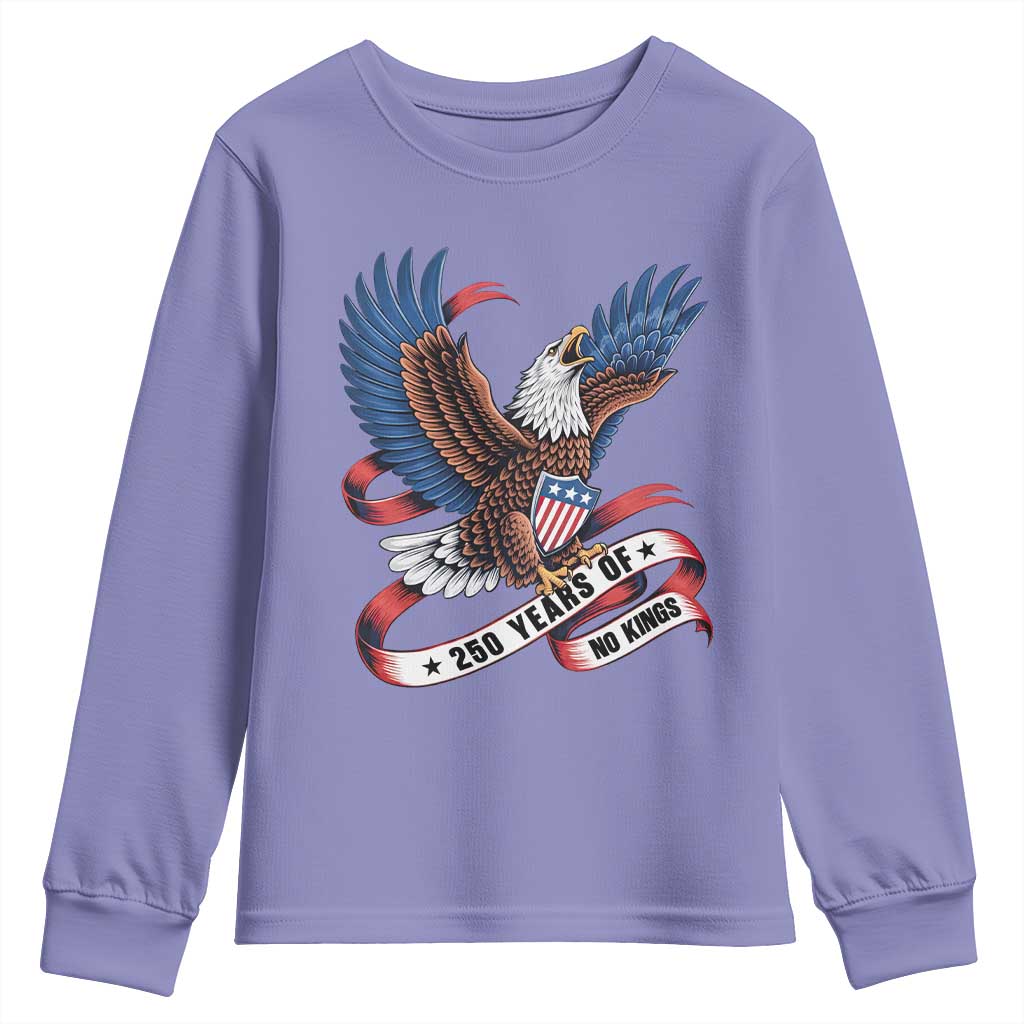 No Kings Youth Sweatshirt USA 250th Anniversary Freedom Eagle