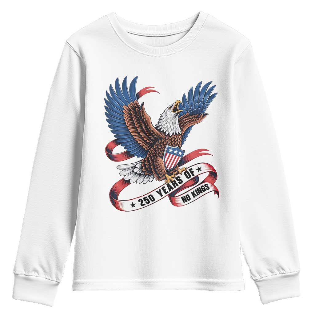No Kings Youth Sweatshirt USA 250th Anniversary Freedom Eagle
