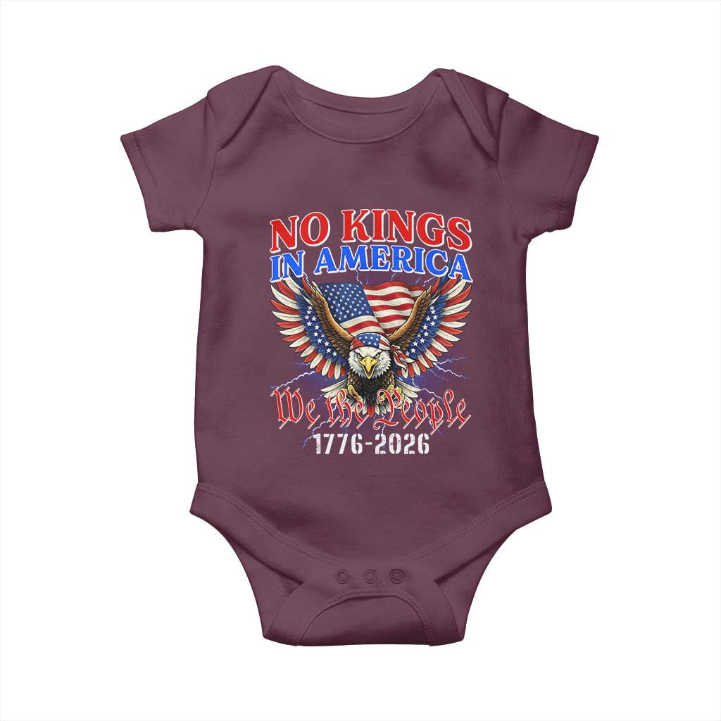 We The People No Kings In America Baby Onesie 250 Years America Anniversary Vintage American Flag