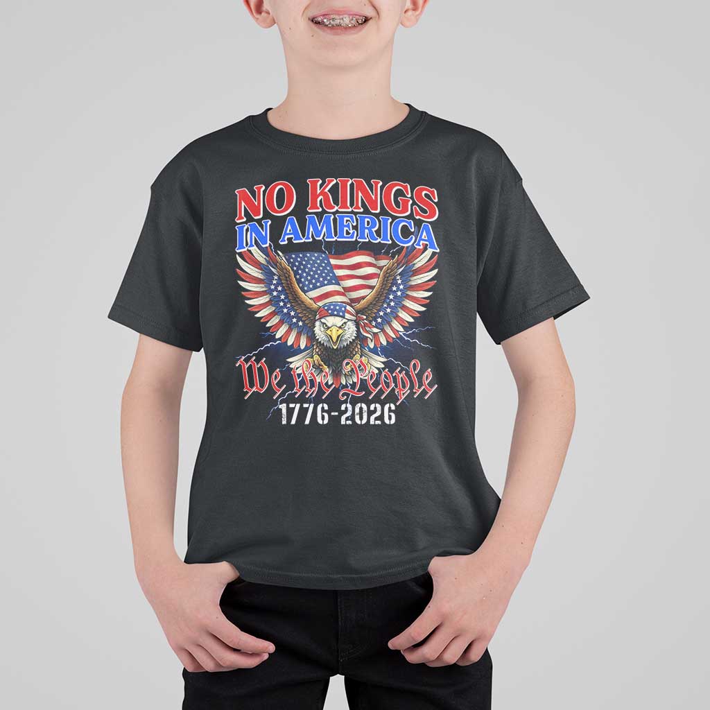We The People No Kings In America T Shirt For Kid 250 Years America Anniversary Vintage American Flag