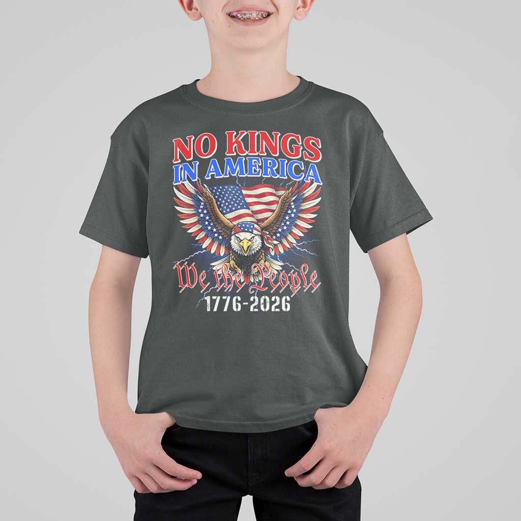 We The People No Kings In America T Shirt For Kid 250 Years America Anniversary Vintage American Flag