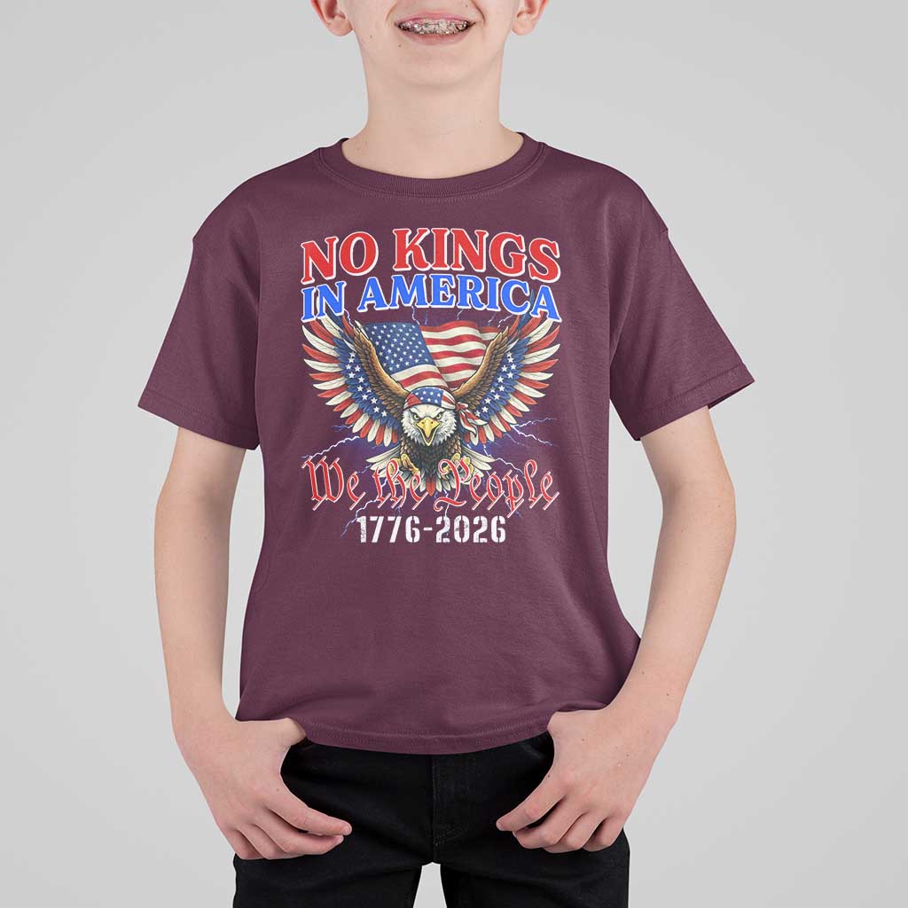 We The People No Kings In America T Shirt For Kid 250 Years America Anniversary Vintage American Flag