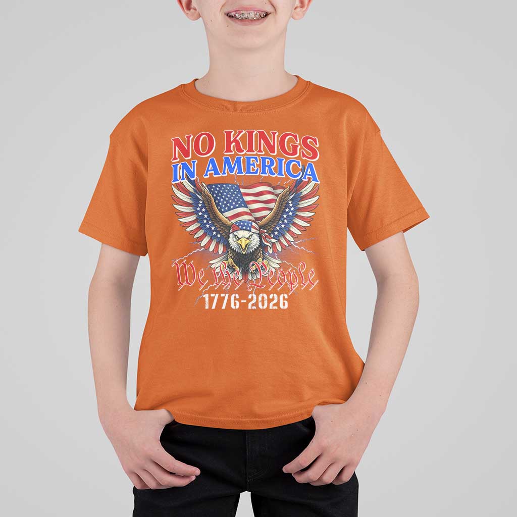 We The People No Kings In America T Shirt For Kid 250 Years America Anniversary Vintage American Flag