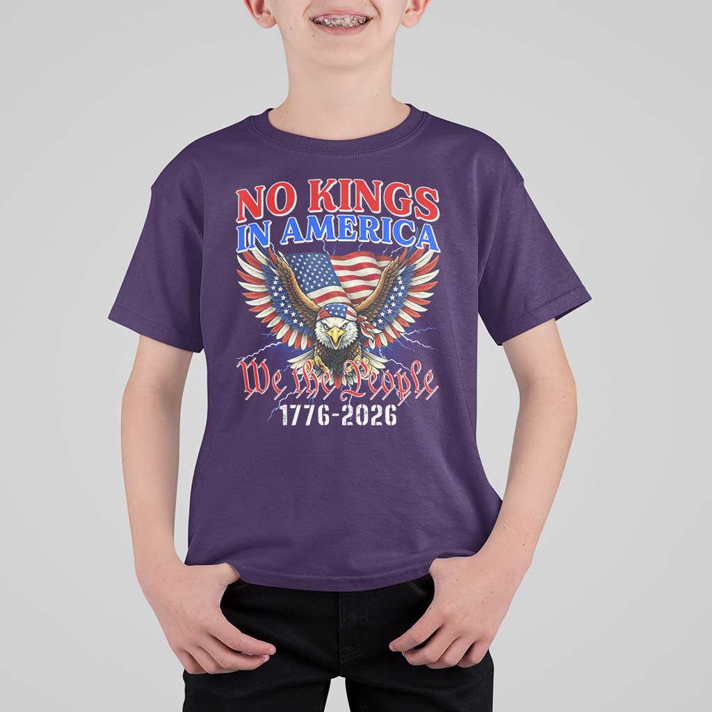 We The People No Kings In America T Shirt For Kid 250 Years America Anniversary Vintage American Flag