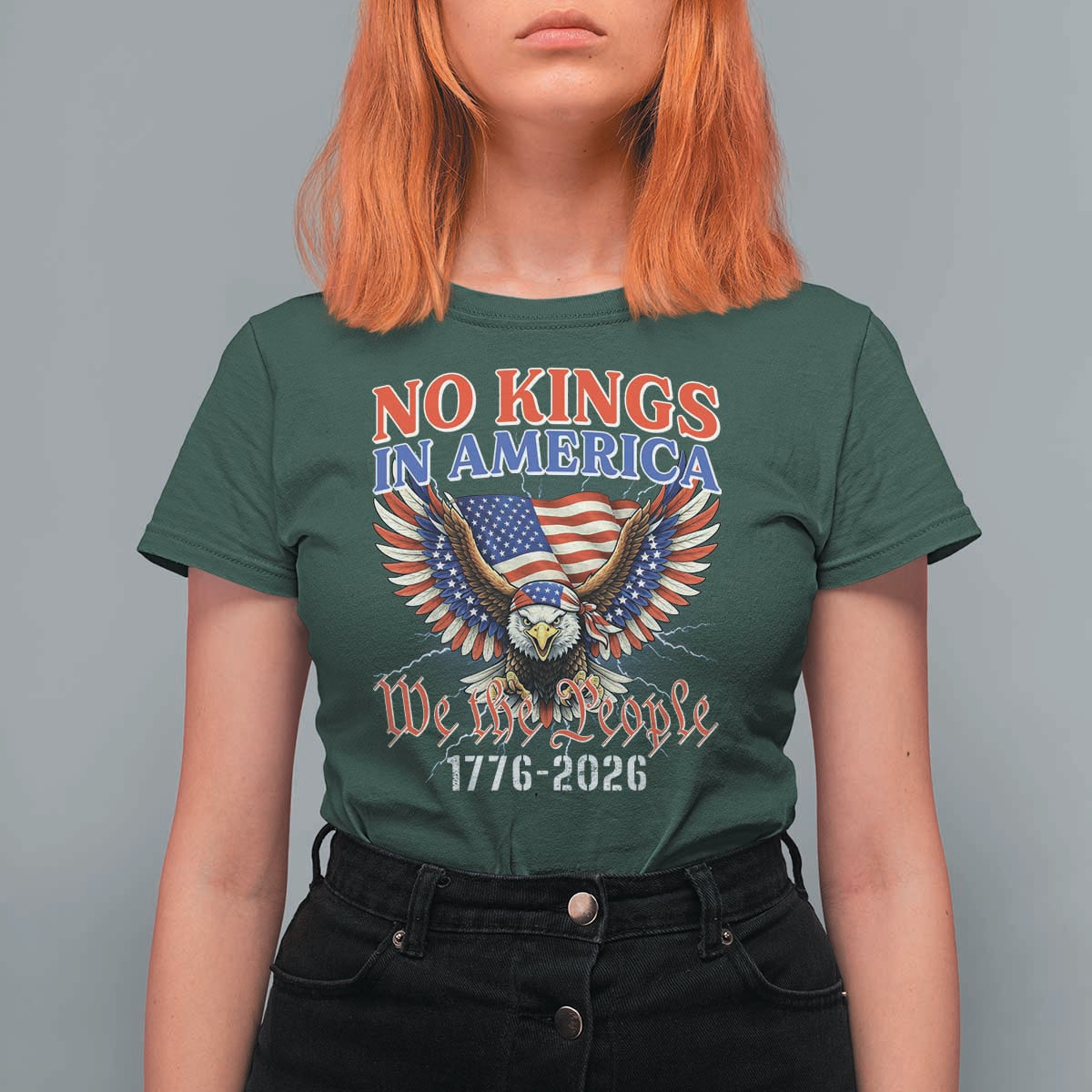 We The People No Kings In America T Shirt For Women 250 Years America Anniversary Vintage American Flag