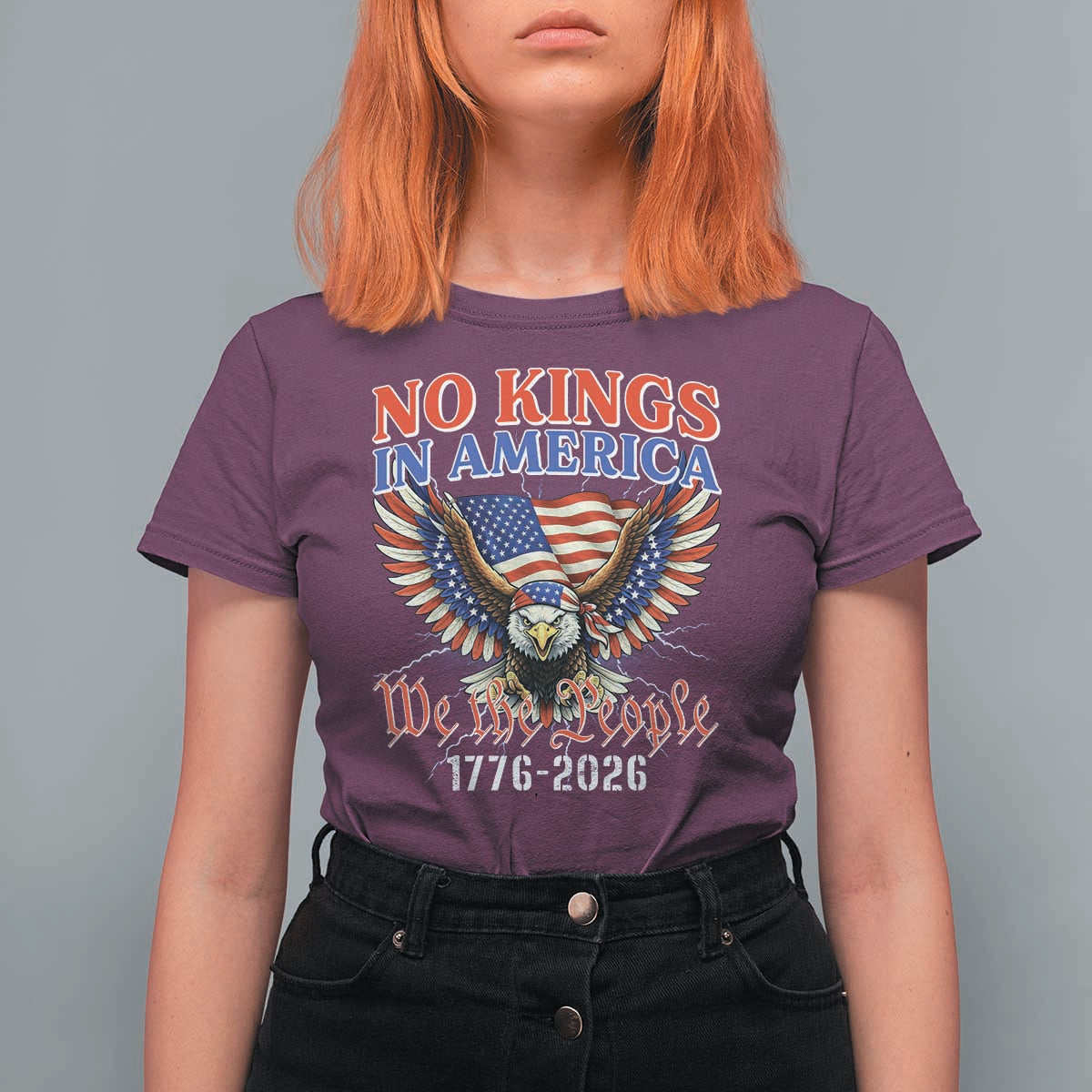 We The People No Kings In America T Shirt For Women 250 Years America Anniversary Vintage American Flag