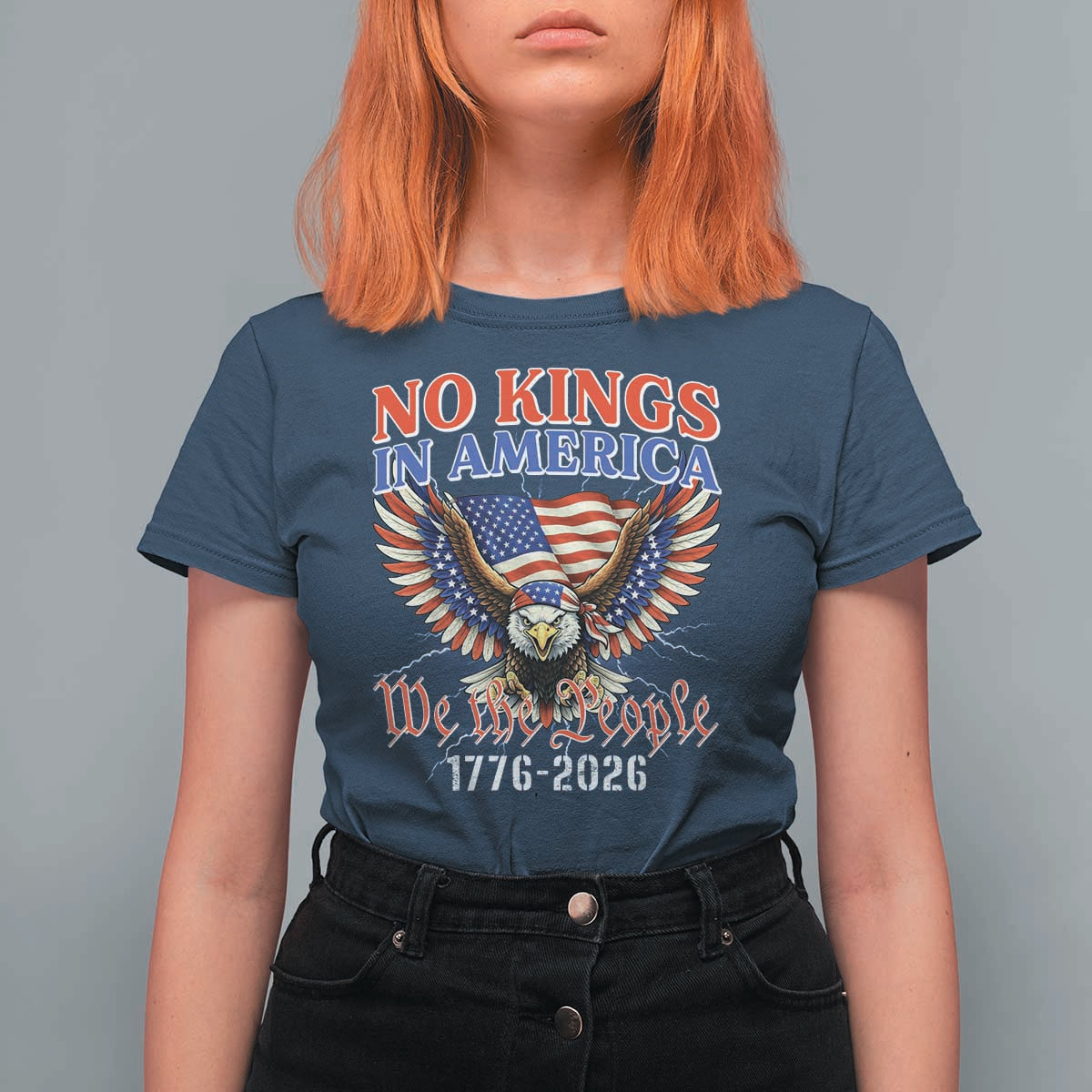 We The People No Kings In America T Shirt For Women 250 Years America Anniversary Vintage American Flag
