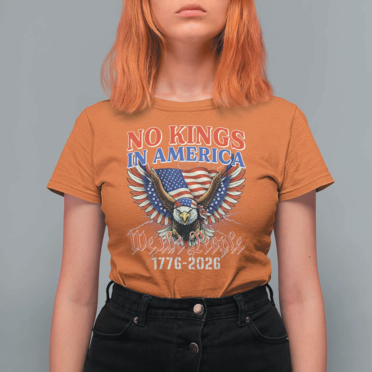 We The People No Kings In America T Shirt For Women 250 Years America Anniversary Vintage American Flag
