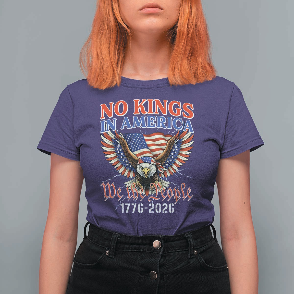 We The People No Kings In America T Shirt For Women 250 Years America Anniversary Vintage American Flag