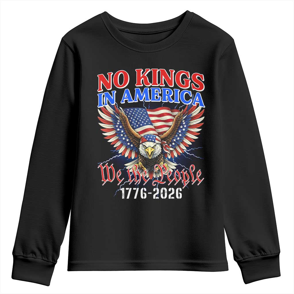 We The People No Kings In America Youth Sweatshirt 250 Years America Anniversary Vintage American Flag