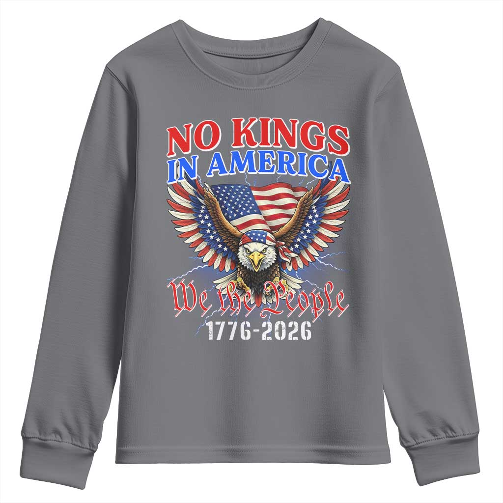 We The People No Kings In America Youth Sweatshirt 250 Years America Anniversary Vintage American Flag