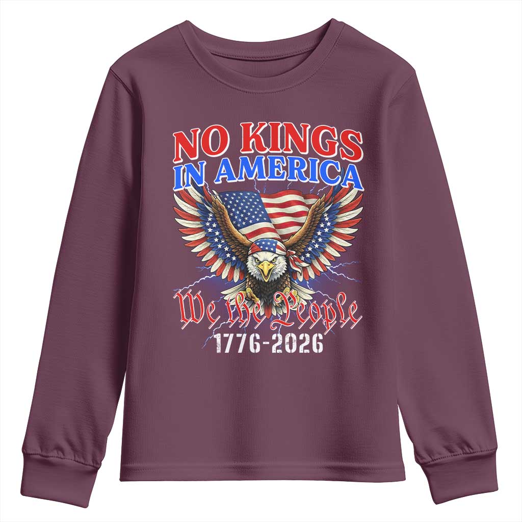 We The People No Kings In America Youth Sweatshirt 250 Years America Anniversary Vintage American Flag