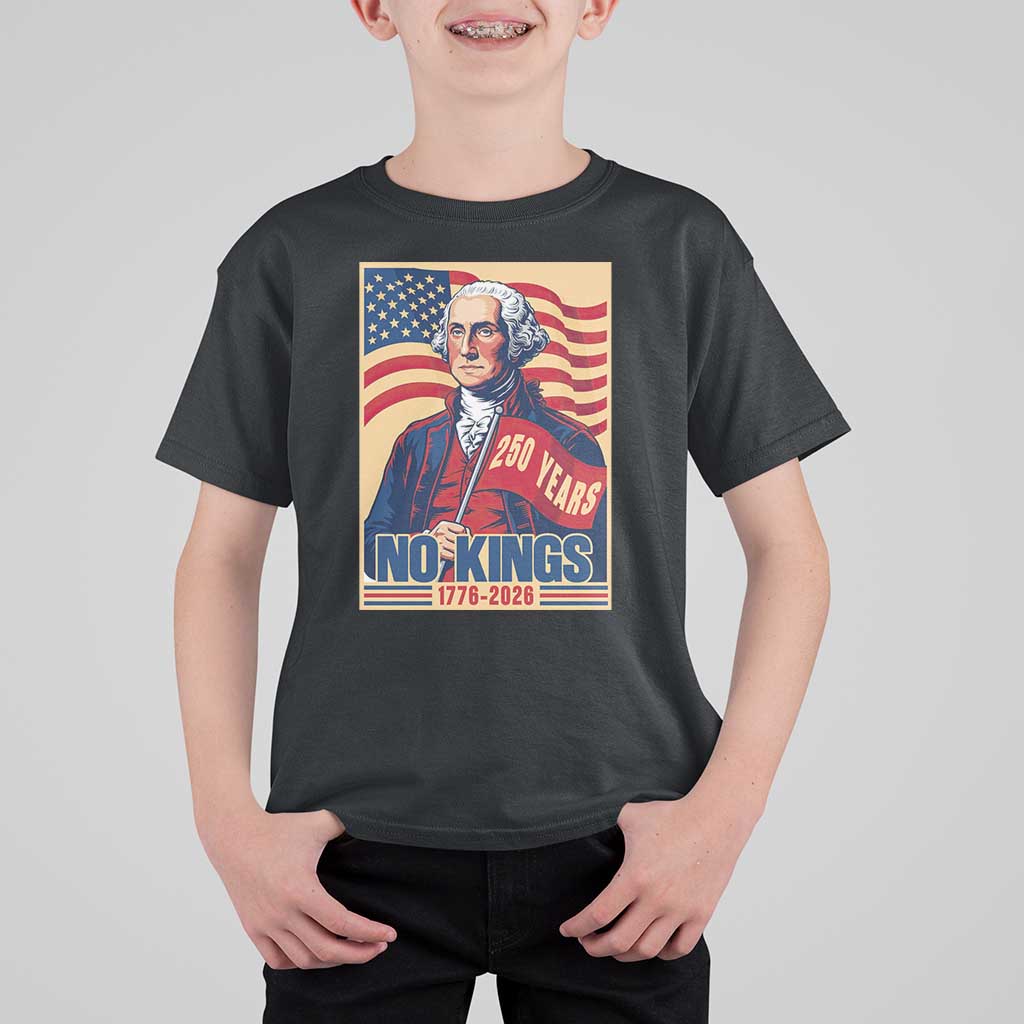 Funny George Washington Freedom Protest T Shirt For Kid No Kings