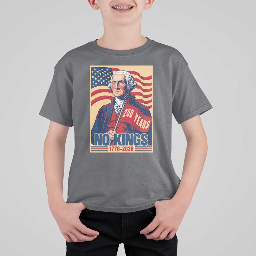Funny George Washington Freedom Protest T Shirt For Kid No Kings