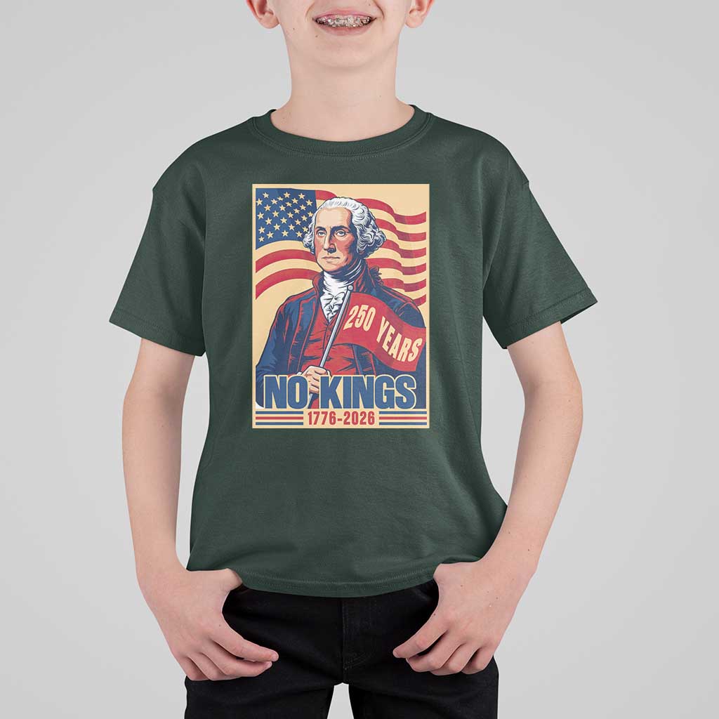 Funny George Washington Freedom Protest T Shirt For Kid No Kings