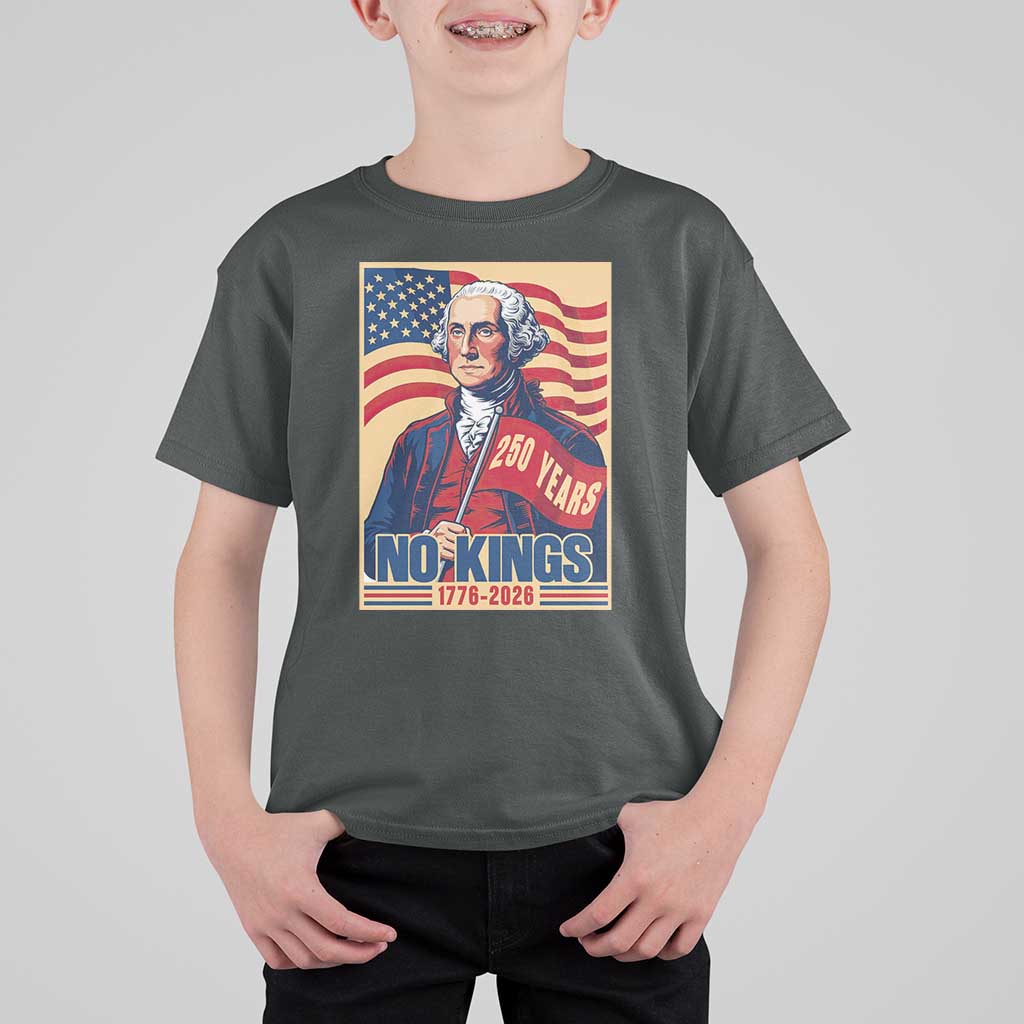 Funny George Washington Freedom Protest T Shirt For Kid No Kings