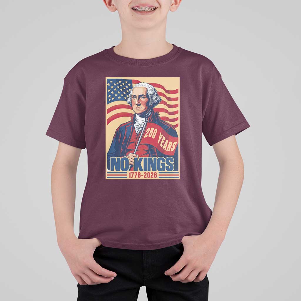 Funny George Washington Freedom Protest T Shirt For Kid No Kings