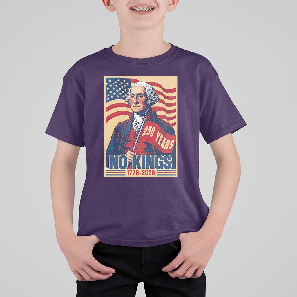 Funny George Washington Freedom Protest T Shirt For Kid No Kings