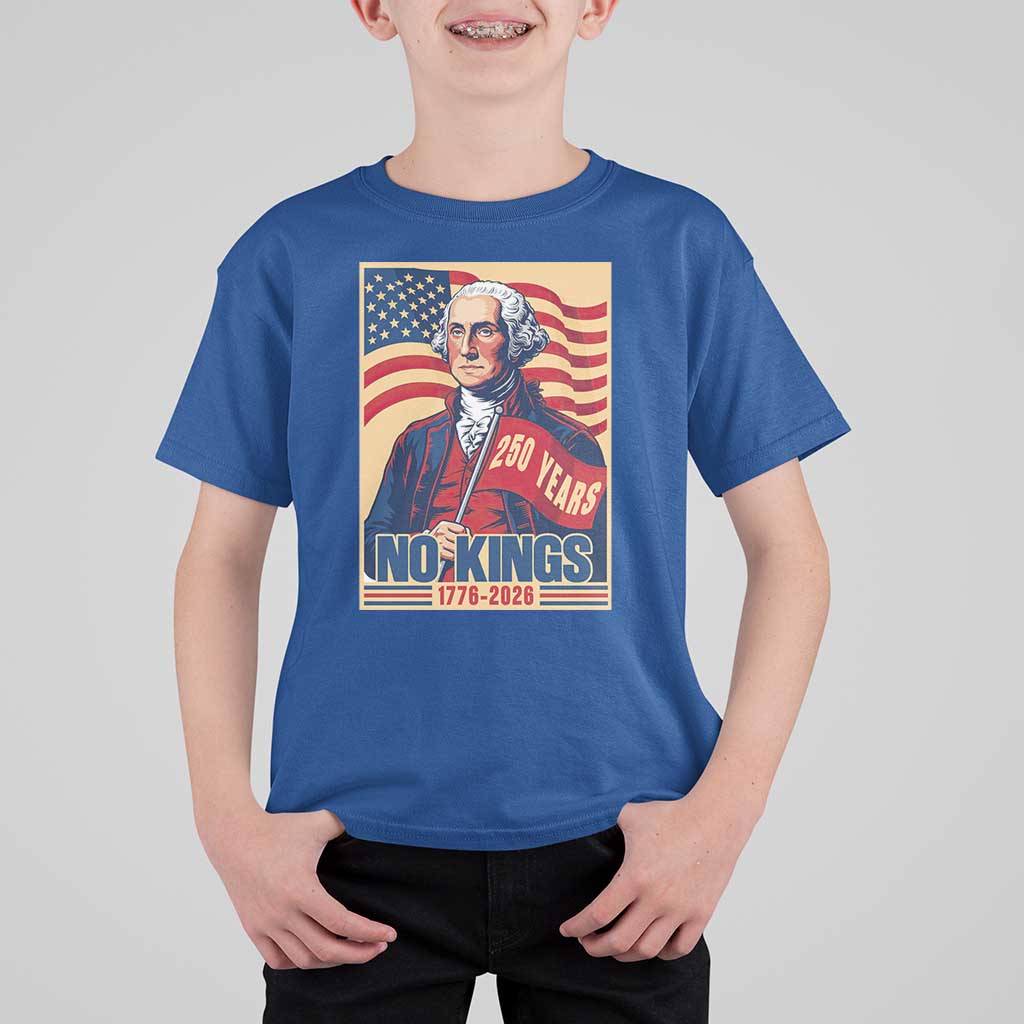 Funny George Washington Freedom Protest T Shirt For Kid No Kings