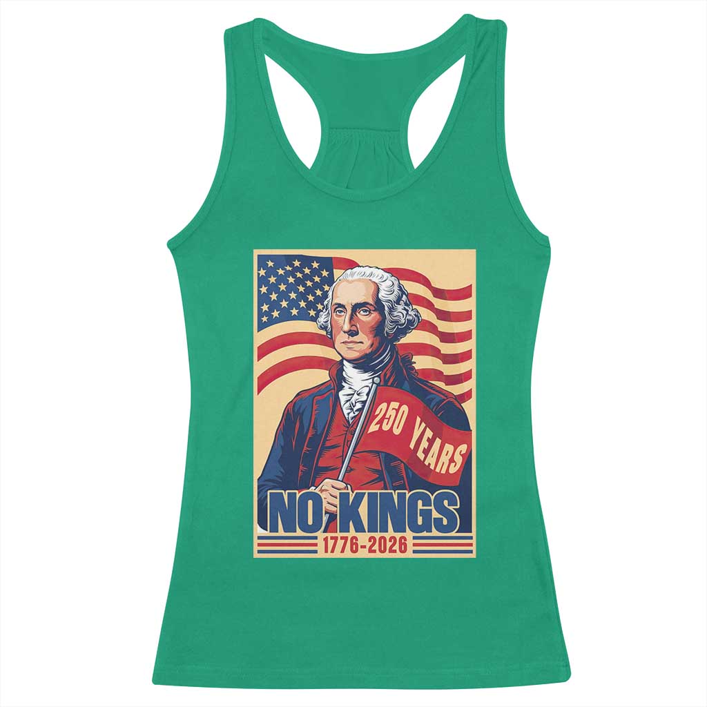 Funny George Washington Freedom Protest Racerback Tank Top No Kings