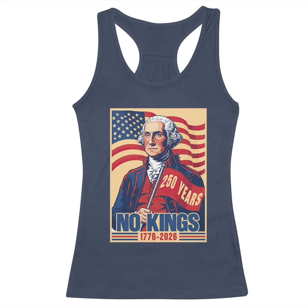 Funny George Washington Freedom Protest Racerback Tank Top No Kings