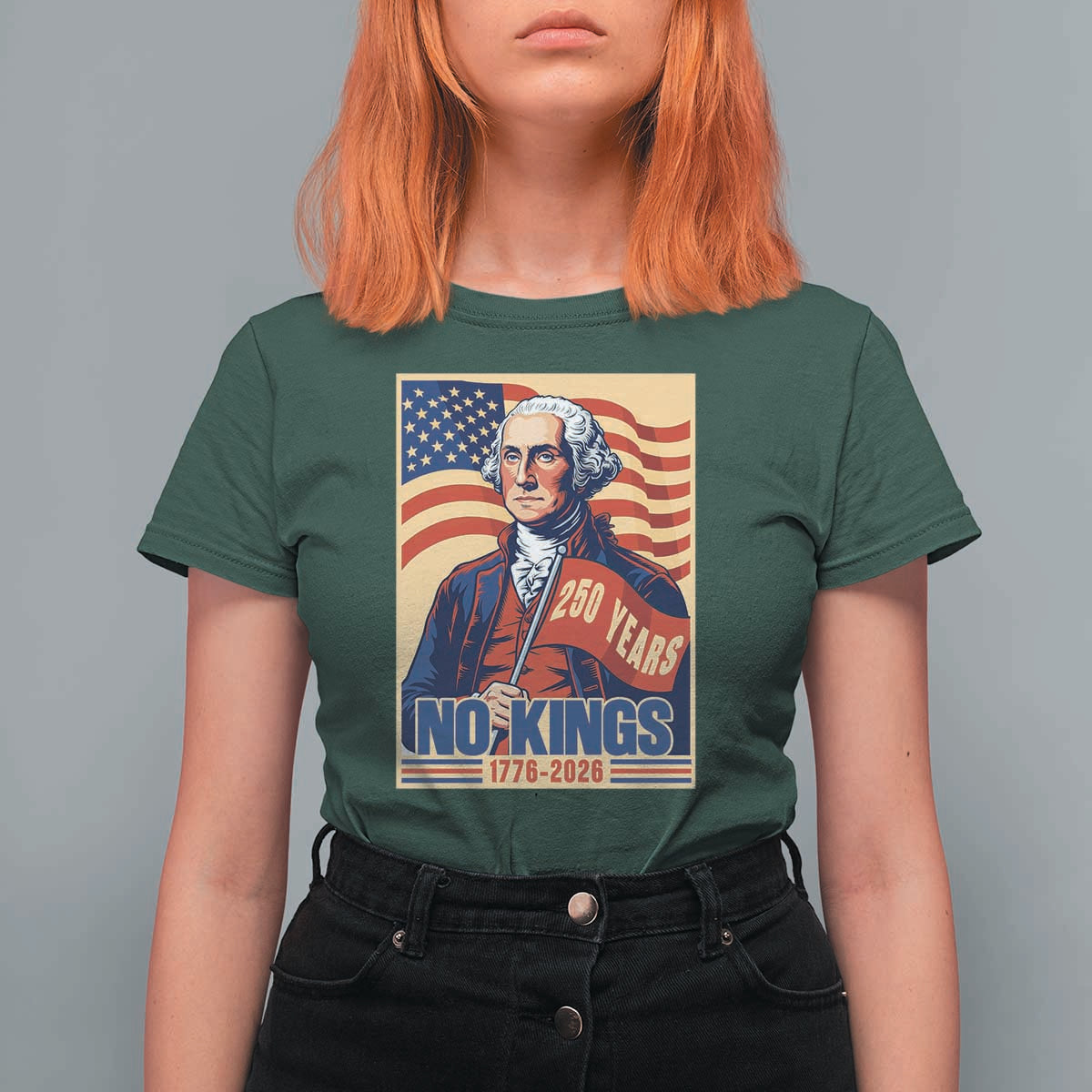 Funny George Washington Freedom Protest T Shirt For Women No Kings