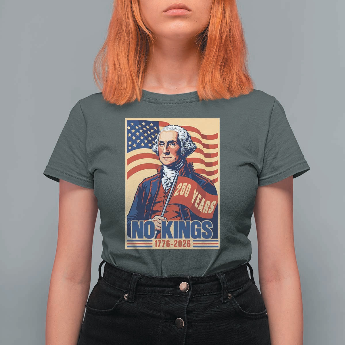 Funny George Washington Freedom Protest T Shirt For Women No Kings