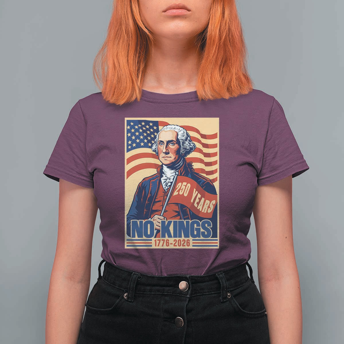 Funny George Washington Freedom Protest T Shirt For Women No Kings