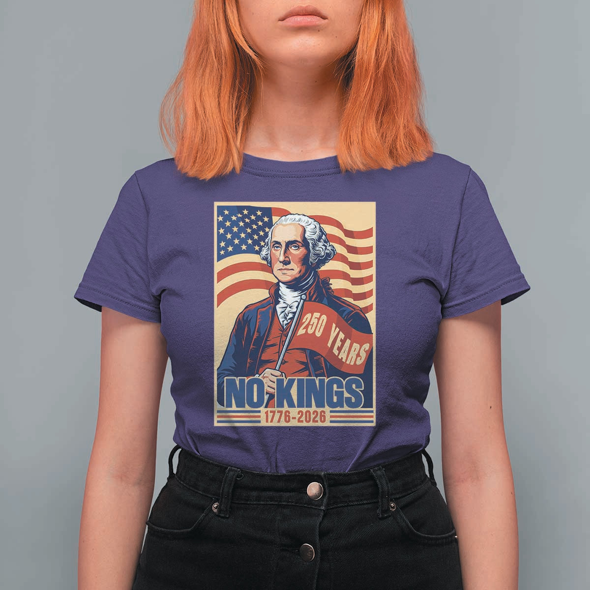Funny George Washington Freedom Protest T Shirt For Women No Kings