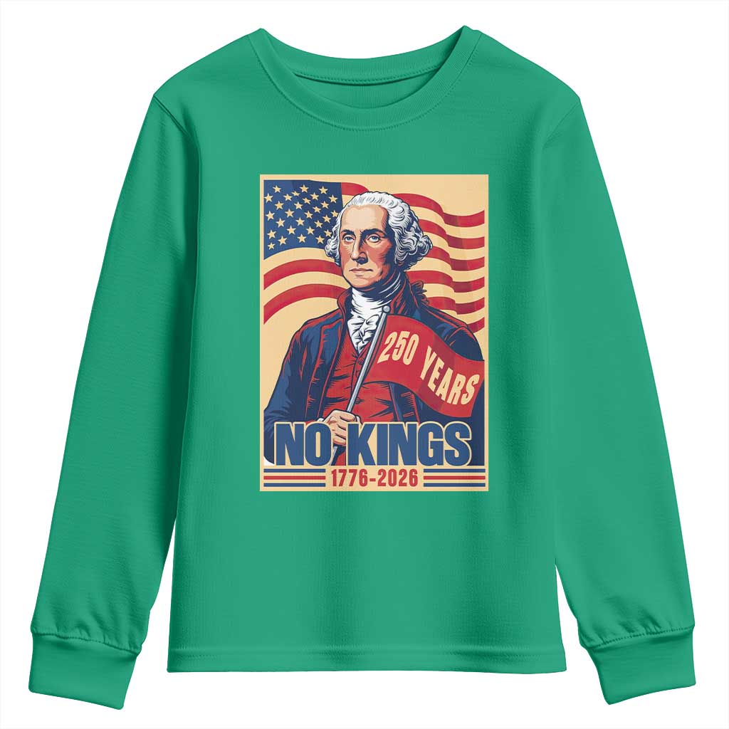 Funny George Washington Freedom Protest Youth Sweatshirt No Kings