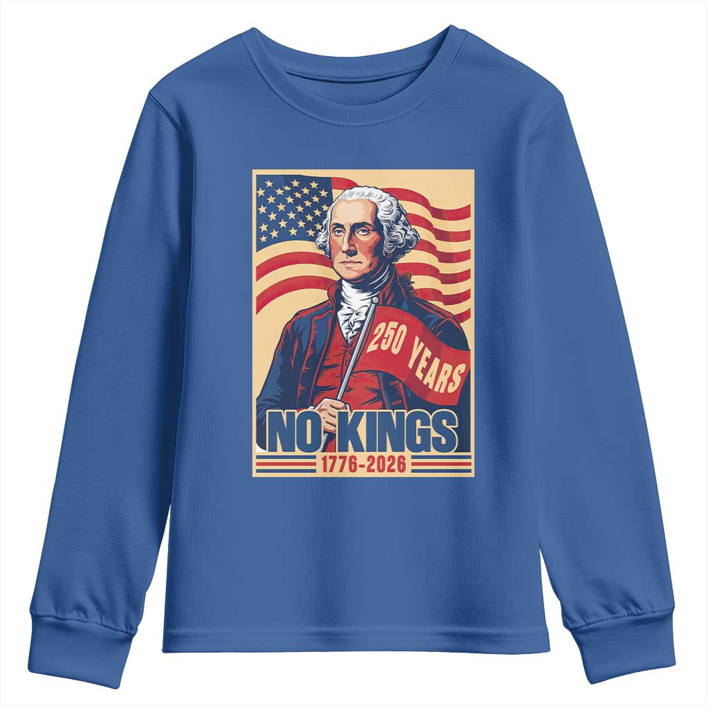 Funny George Washington Freedom Protest Youth Sweatshirt No Kings
