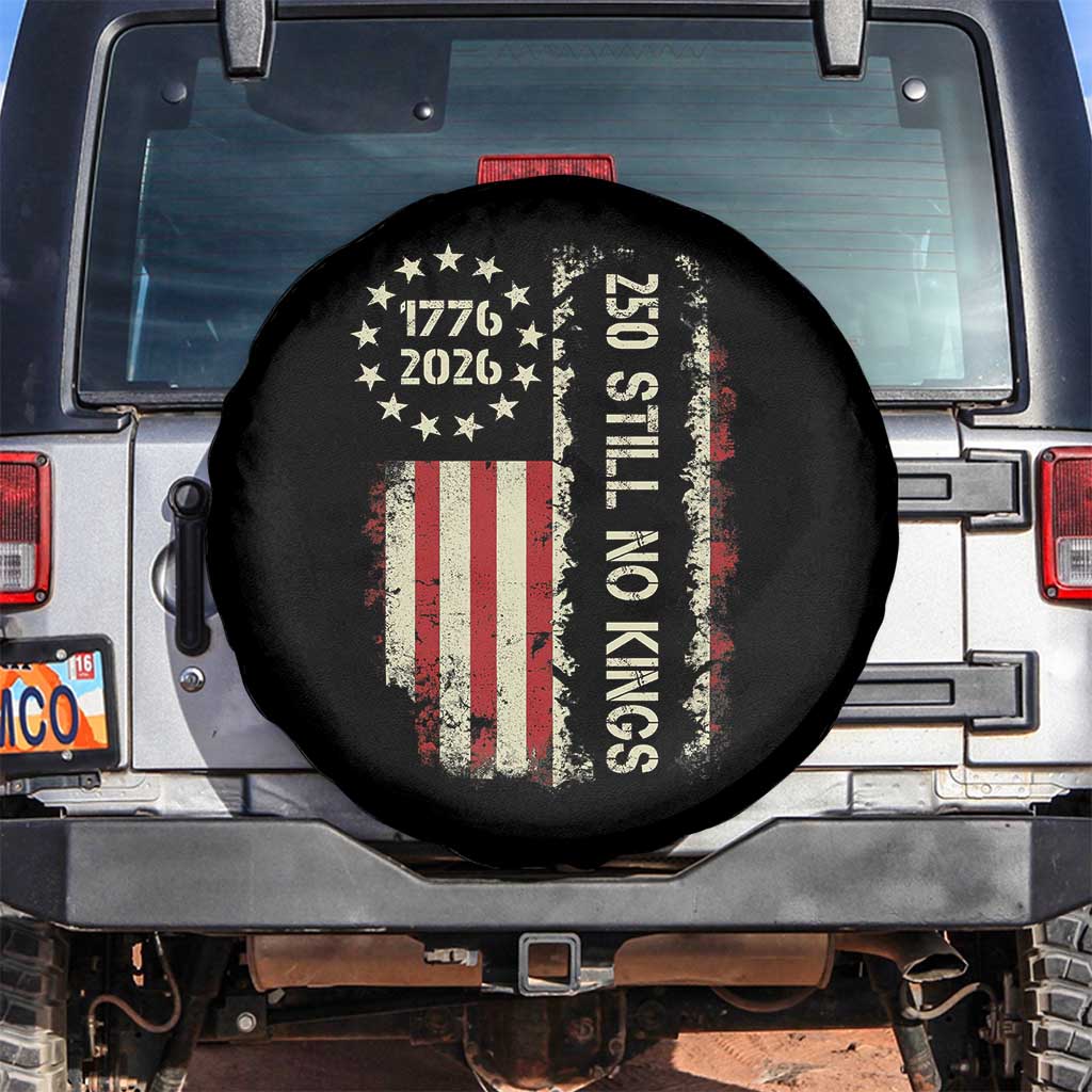 250 Still No Kings Spare Tire Cover Vintage Patriotic Flag