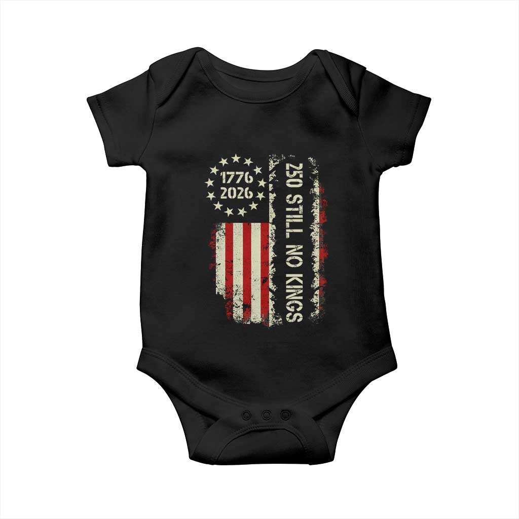 250 Still No Kings Baby Onesie Vintage Patriotic Flag