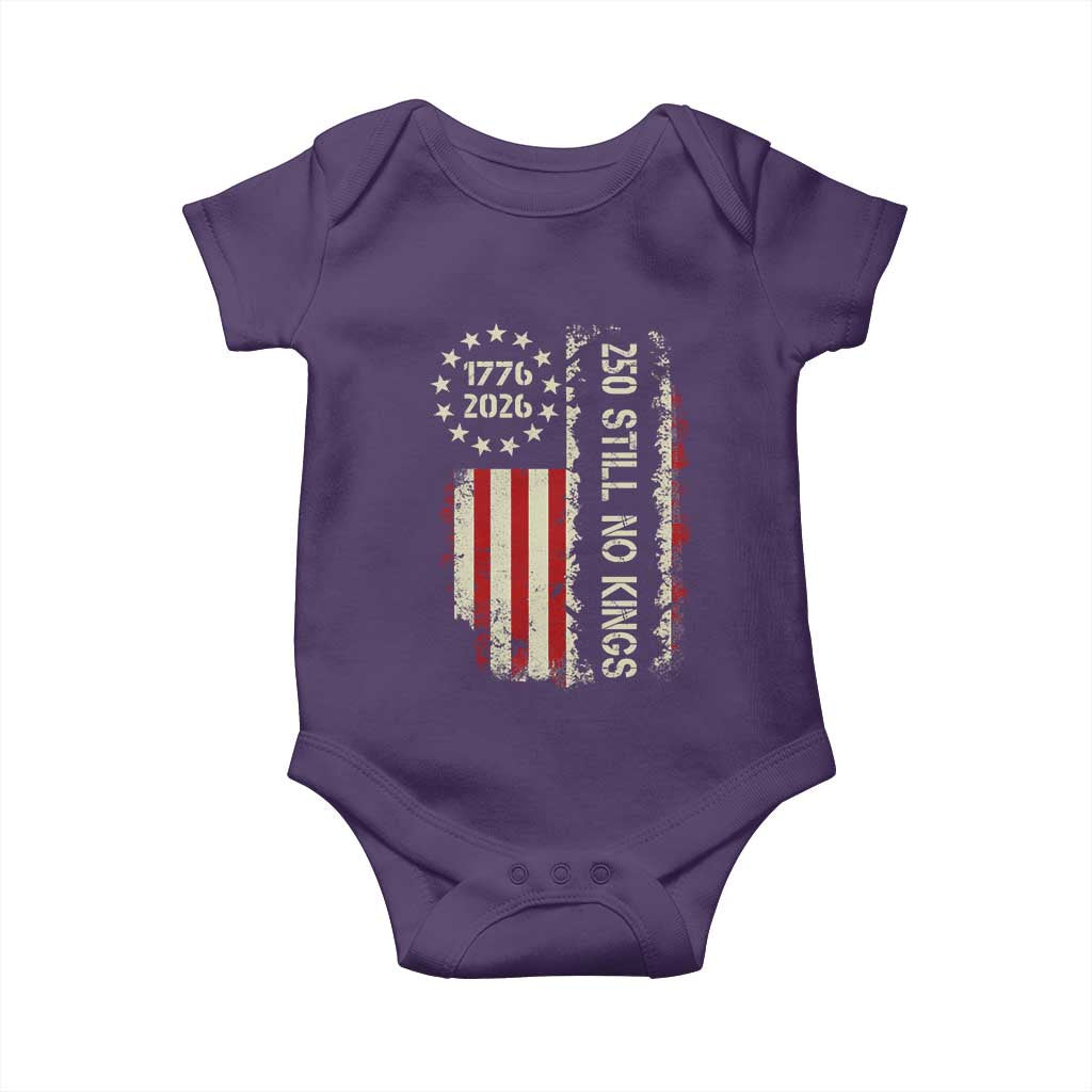 250 Still No Kings Baby Onesie Vintage Patriotic Flag