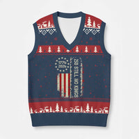 250 Still No Kings V-Neck Knit Sweater Vest Vintage Patriotic Flag