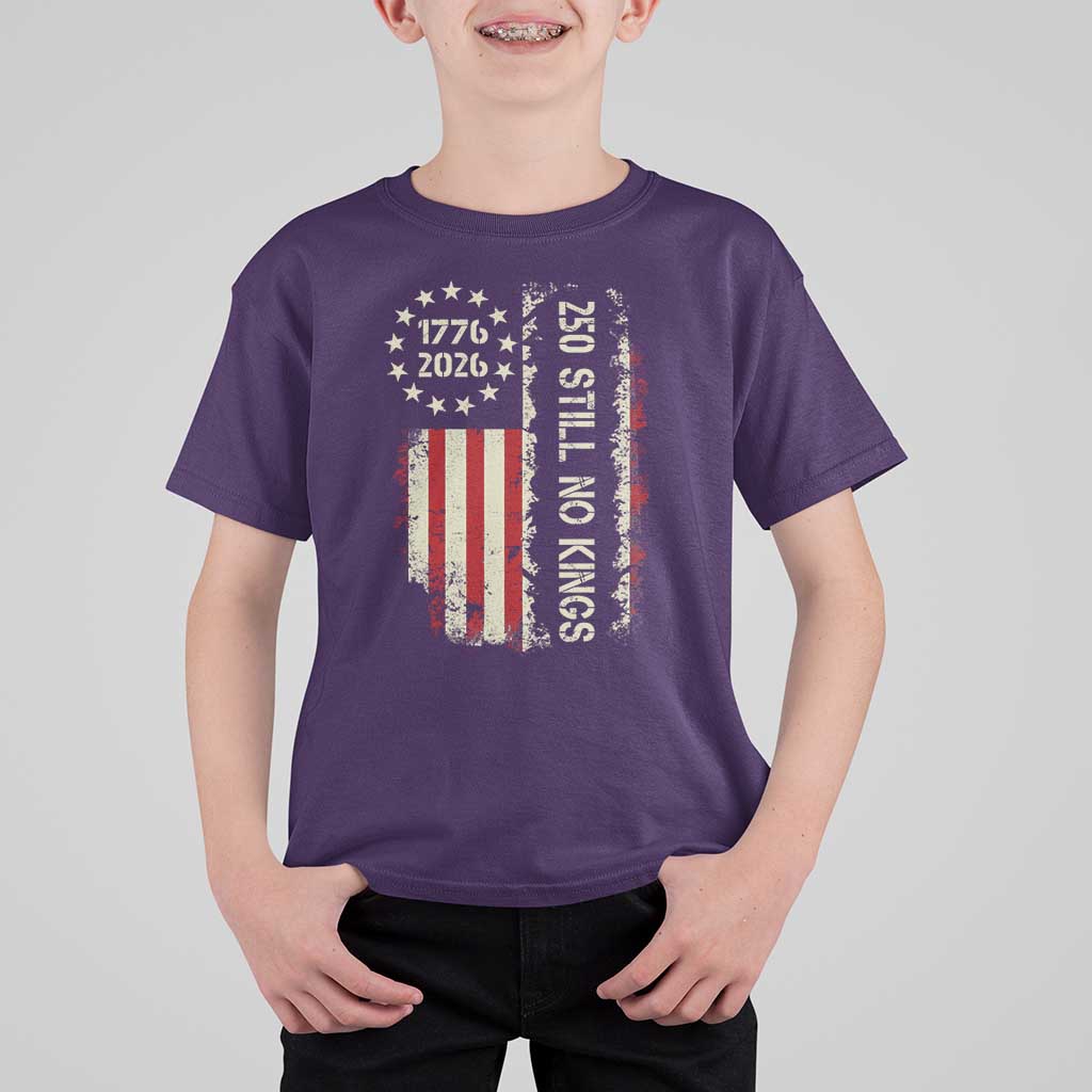 250 Still No Kings T Shirt For Kid Vintage Patriotic Flag