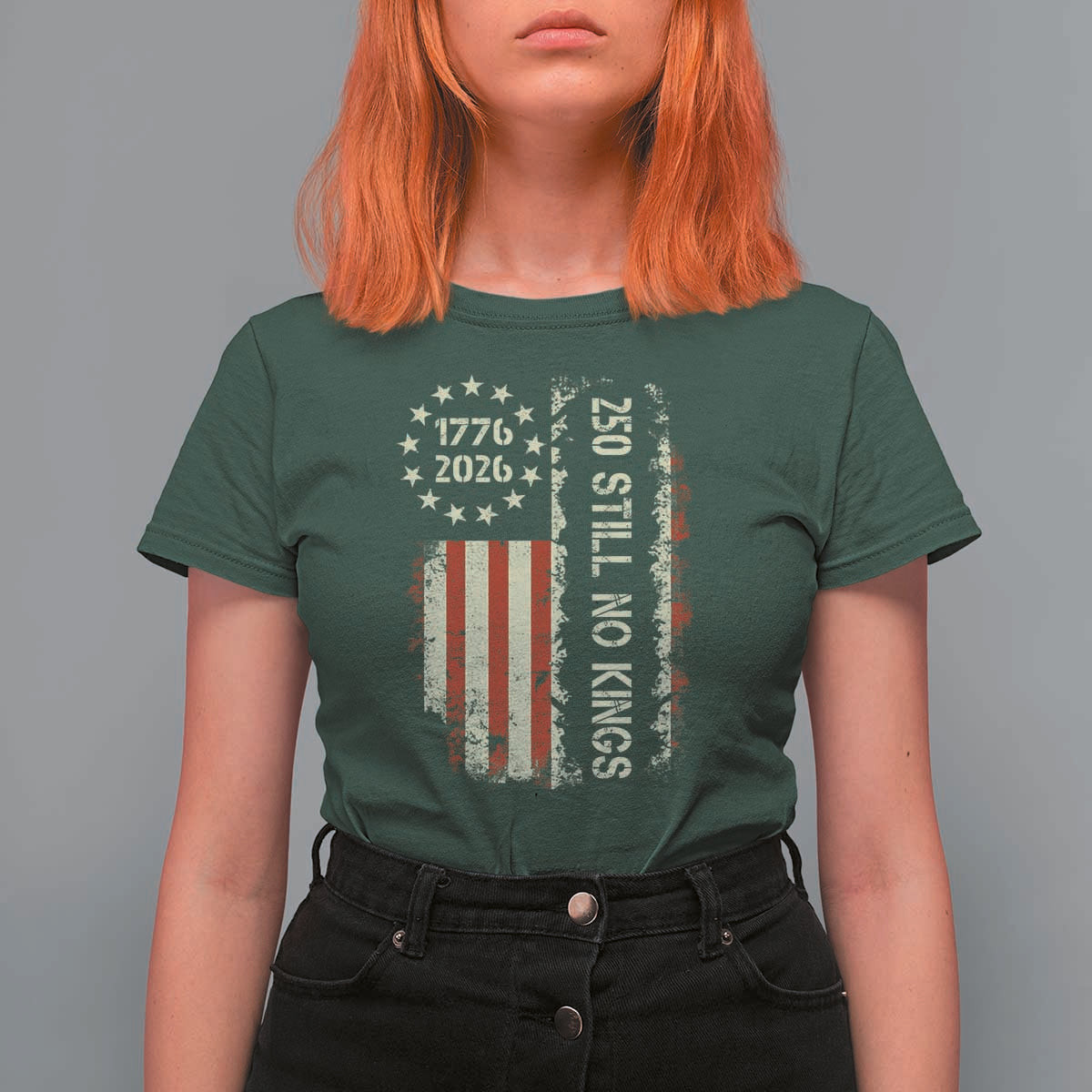 250 Still No Kings T Shirt For Women Vintage Patriotic Flag