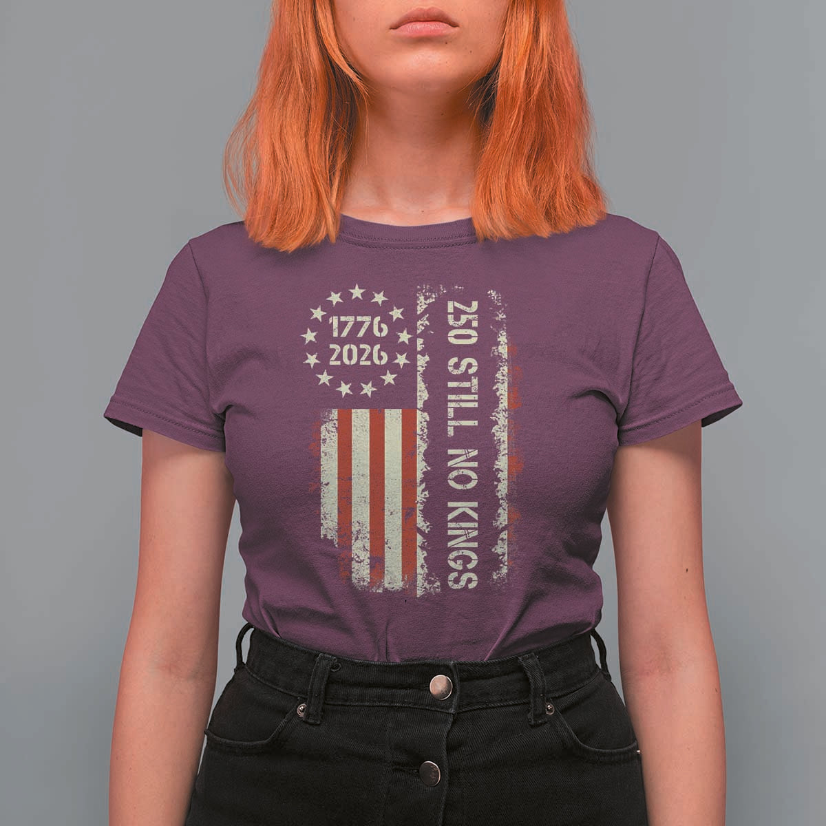 250 Still No Kings T Shirt For Women Vintage Patriotic Flag