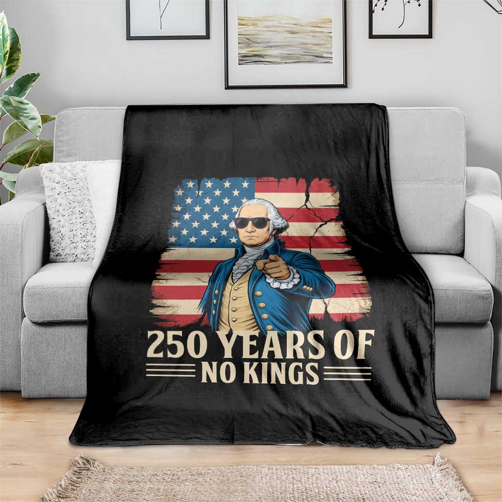 No Kings 250 Years George Washington Throw Blanket