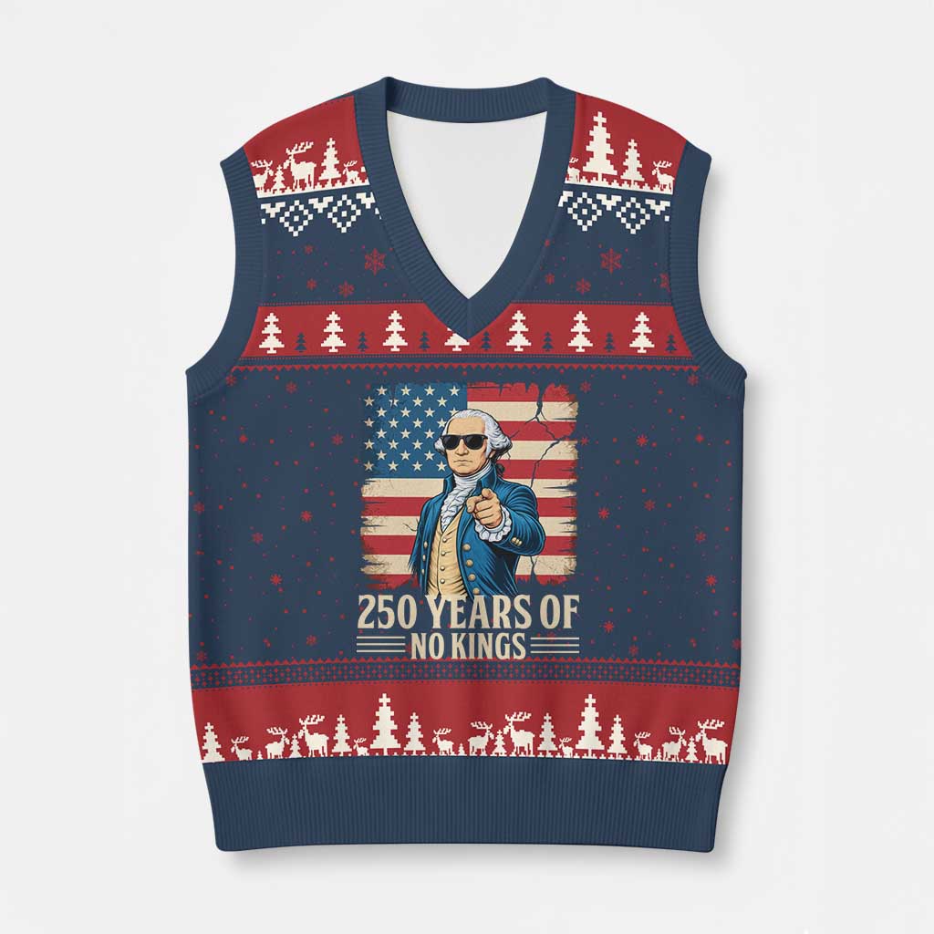 No Kings 250 Years George Washington V-Neck Knit Sweater Vest