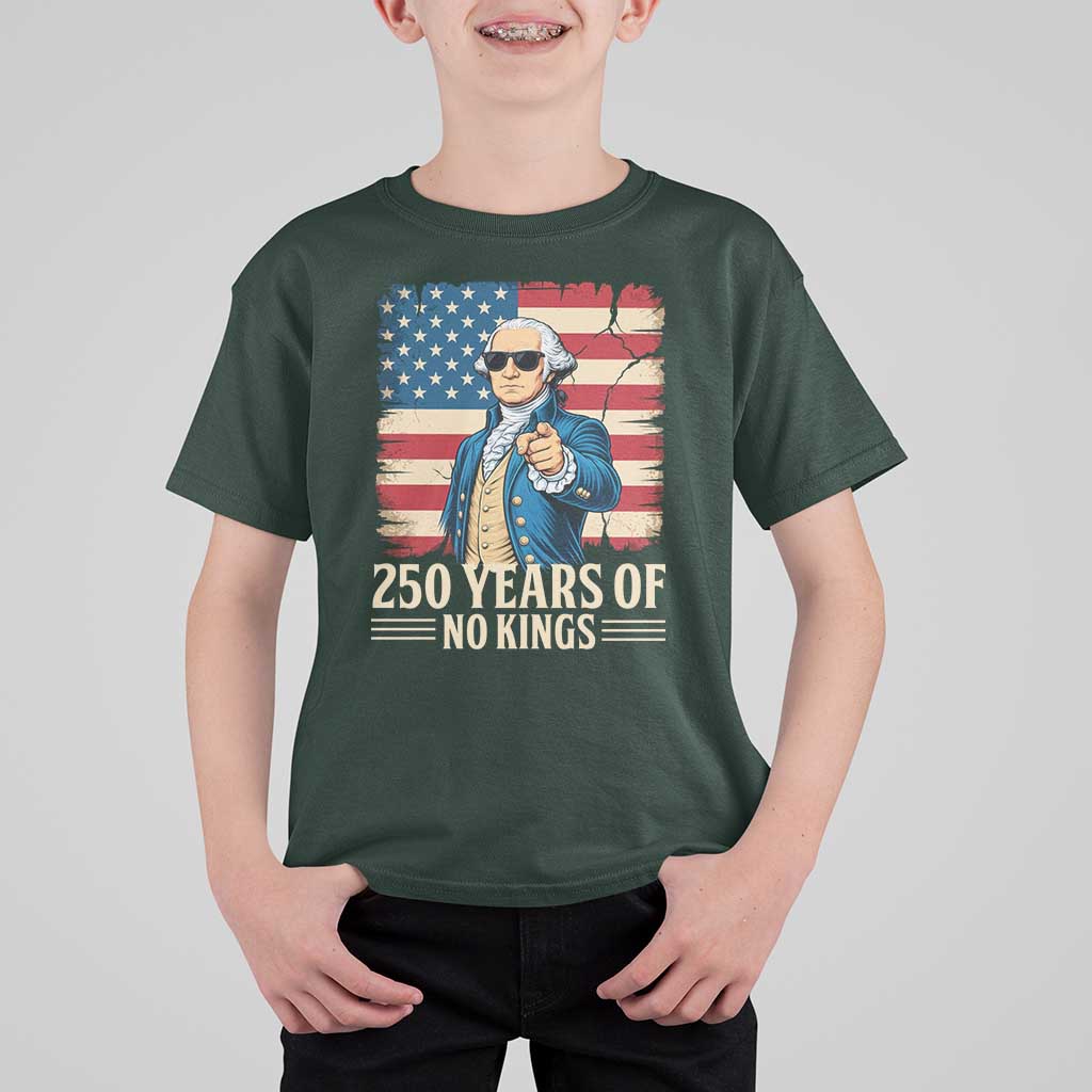 No Kings 250 Years George Washington T Shirt For Kid