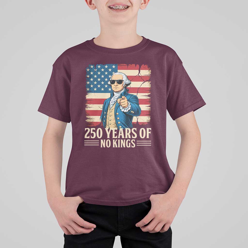 No Kings 250 Years George Washington T Shirt For Kid