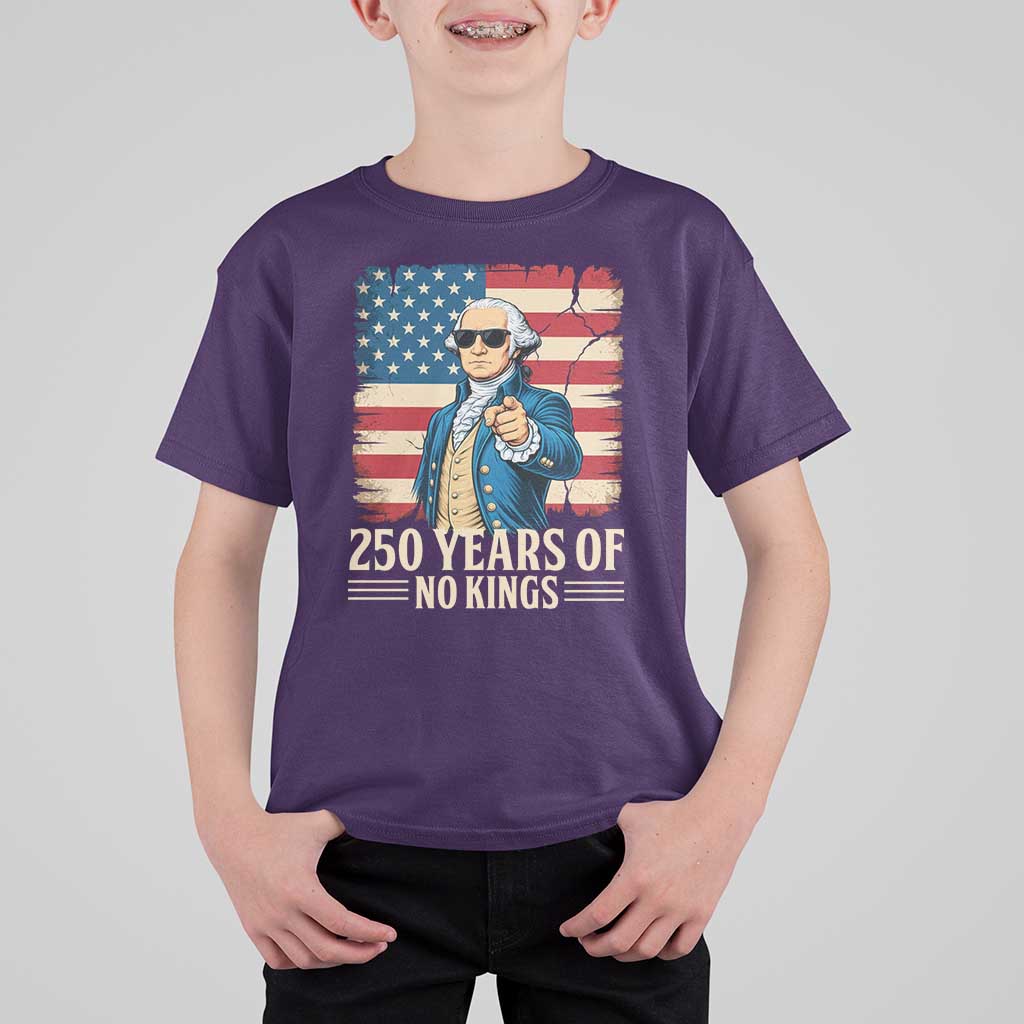 No Kings 250 Years George Washington T Shirt For Kid