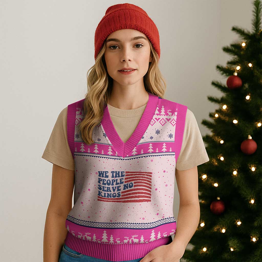 We The People Serve No Kings V-Neck Knit Sweater Vest American Freedom Protest